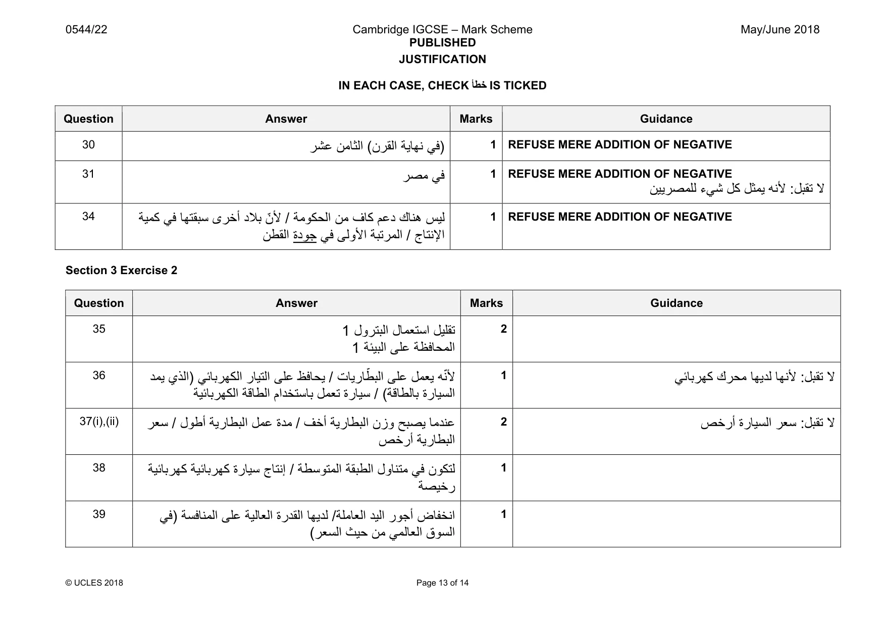 Mark scheme, page 13 of 14