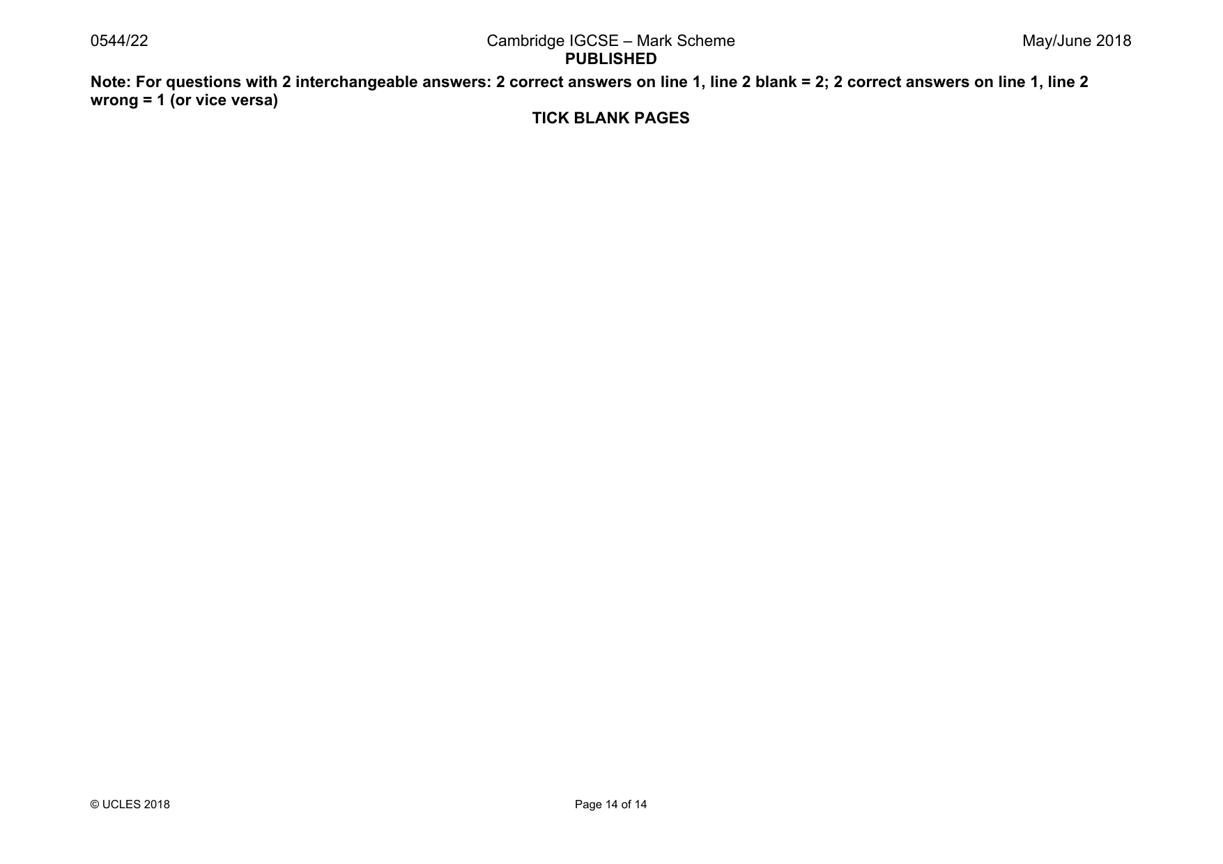 Mark scheme, page 14 of 14