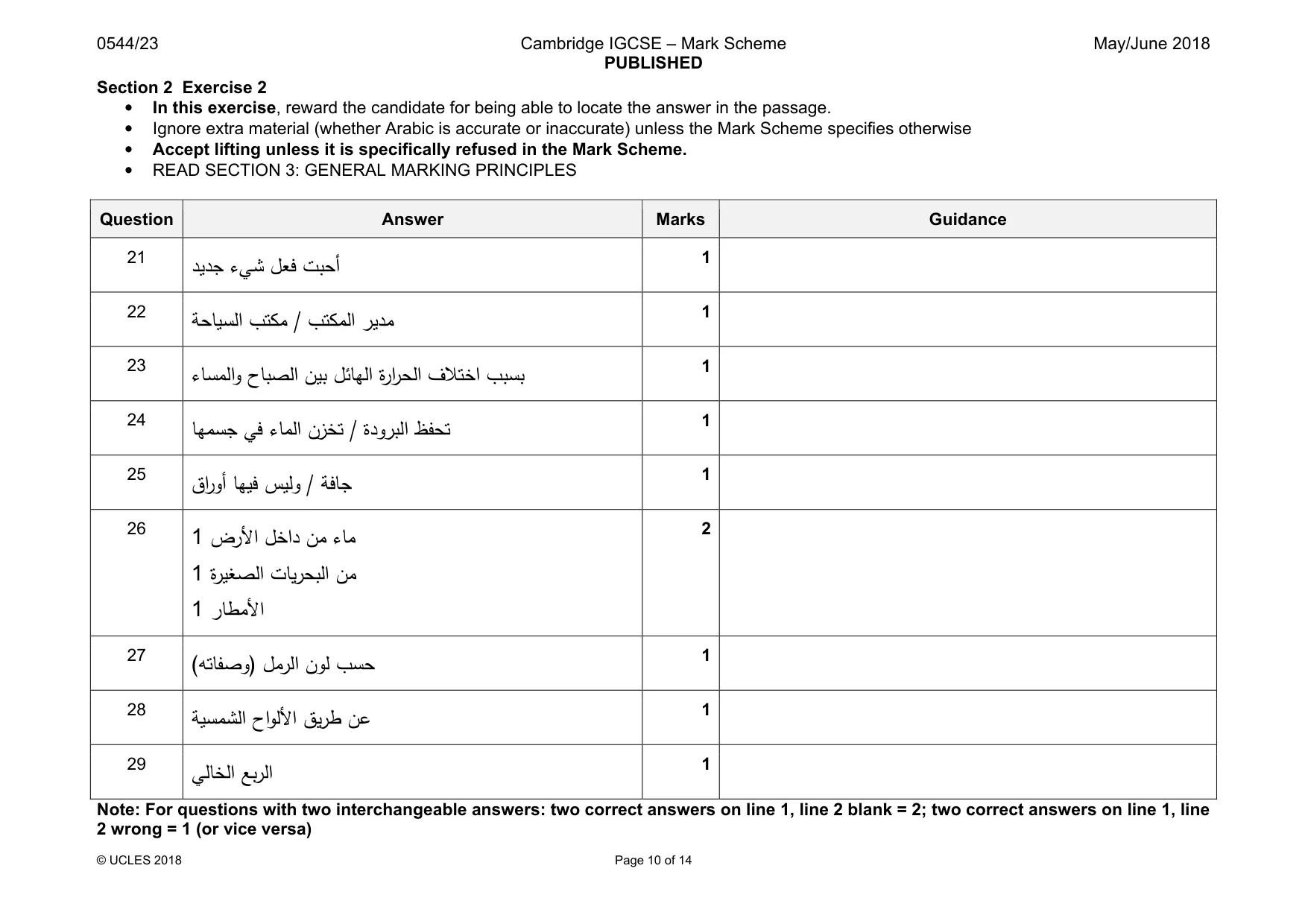 Mark scheme, page 10 of 14