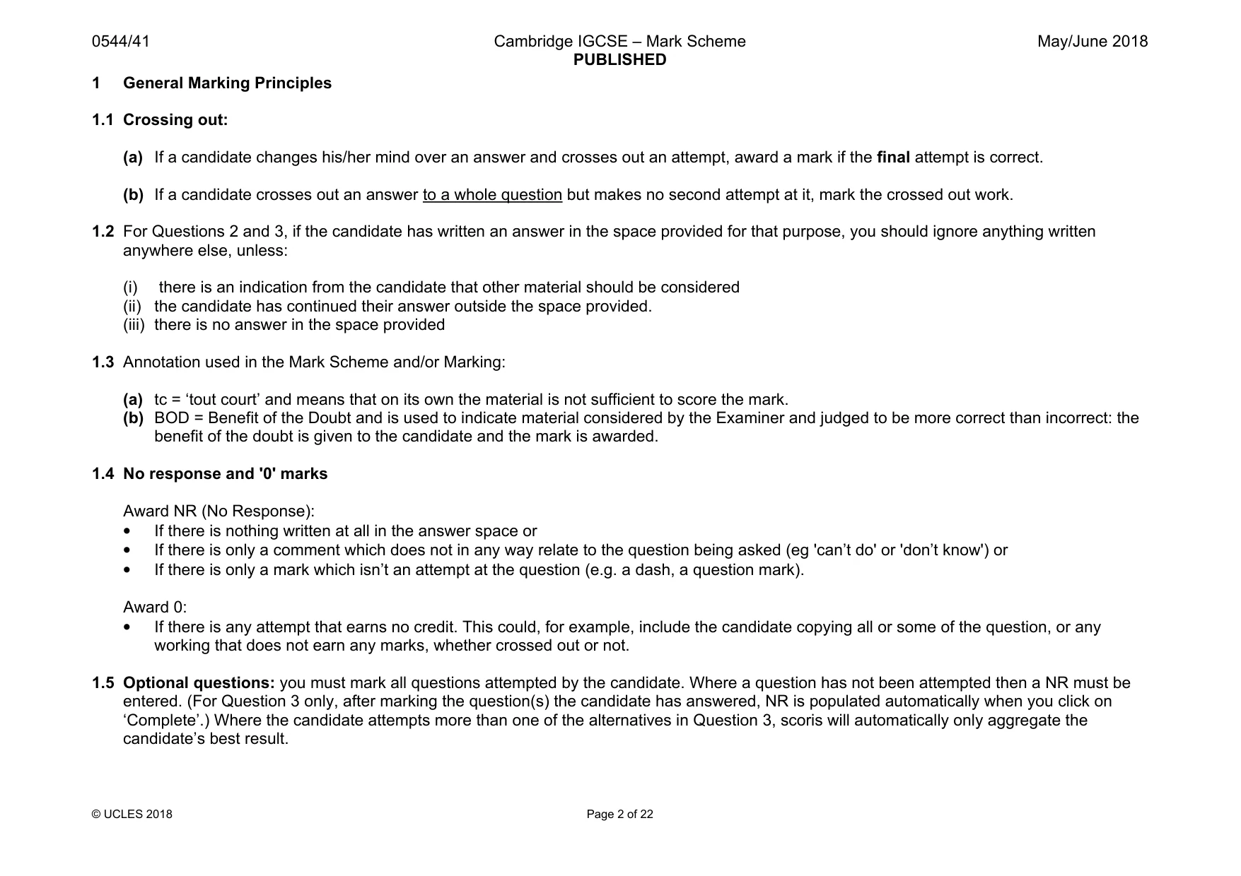 Mark scheme, page 2 of 22
