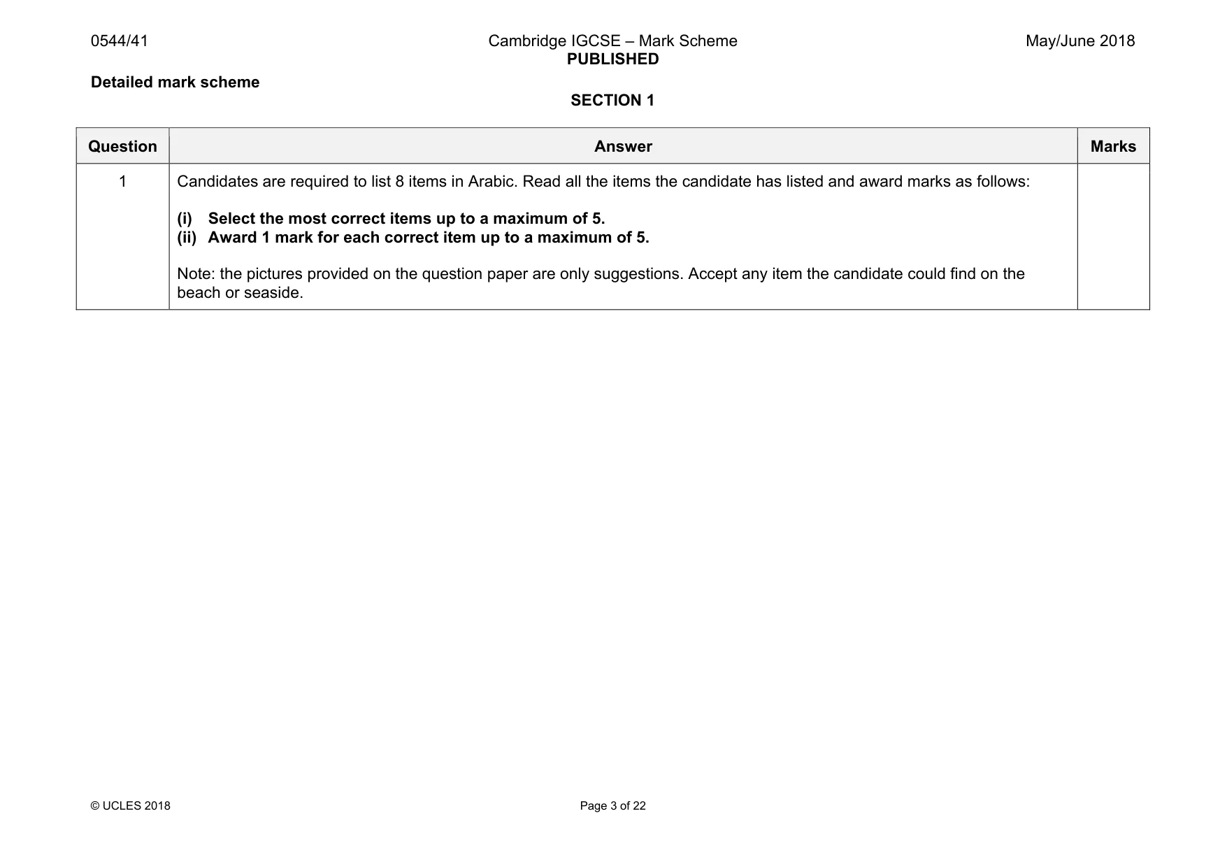 Mark scheme, page 3 of 22