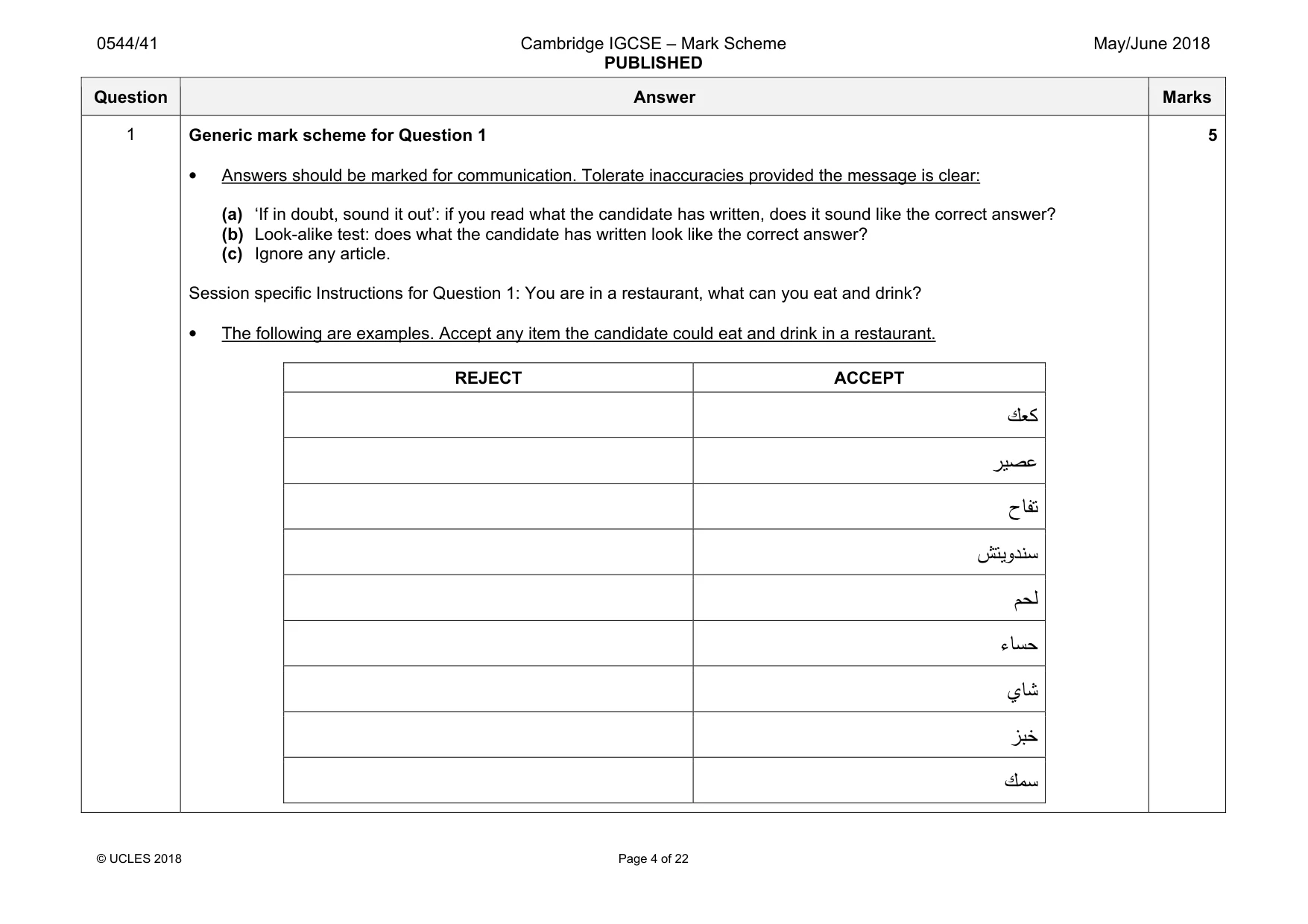 Mark scheme, page 4 of 22