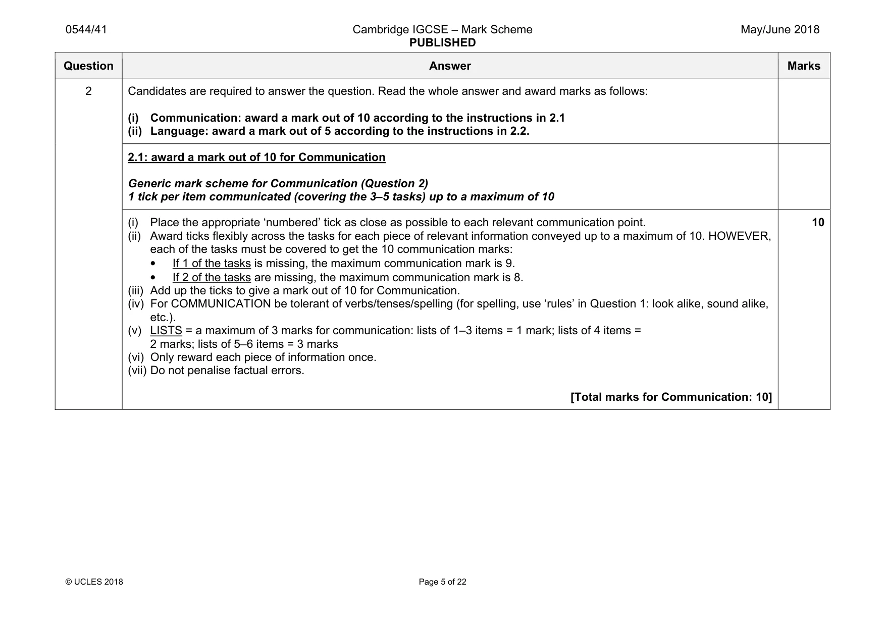 Mark scheme, page 5 of 22