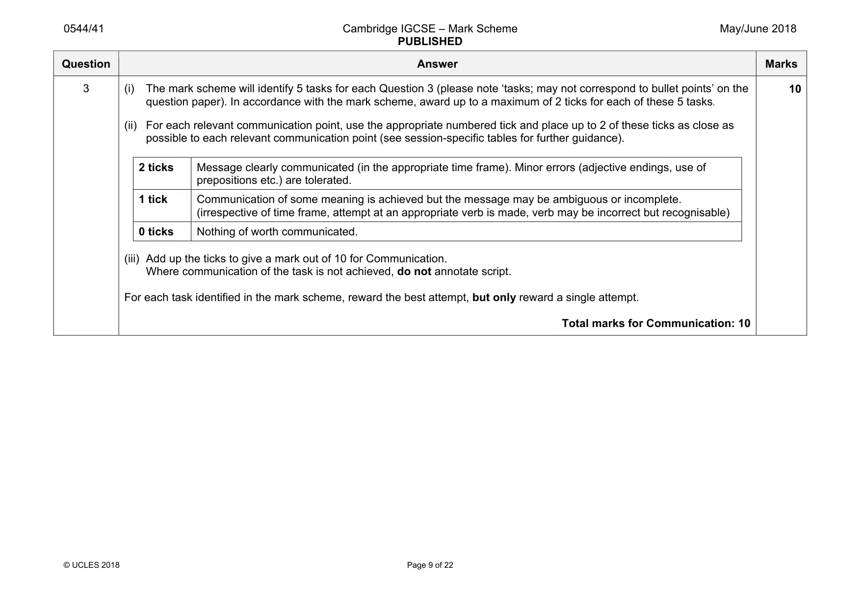 Mark scheme, page 9 of 22
