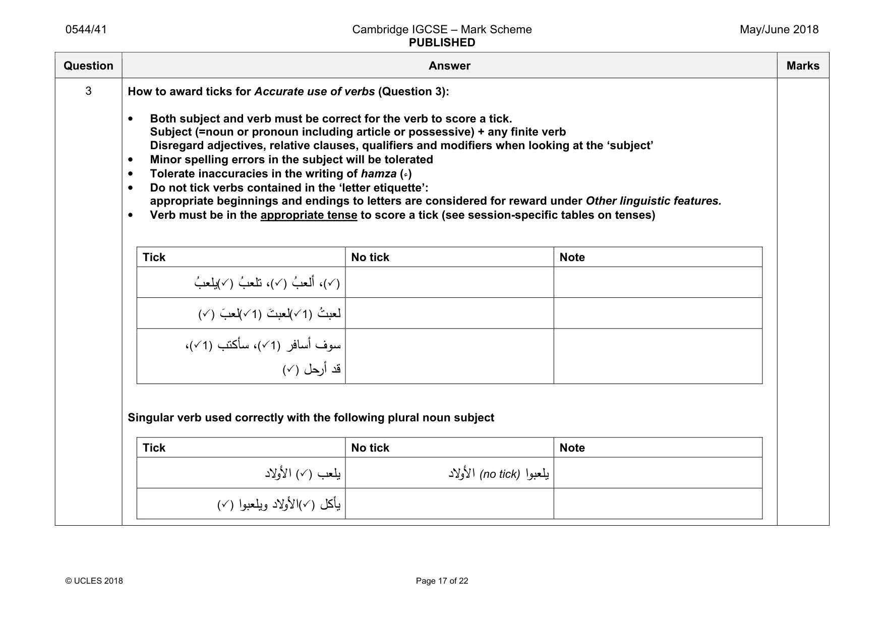 Mark scheme, page 17 of 22