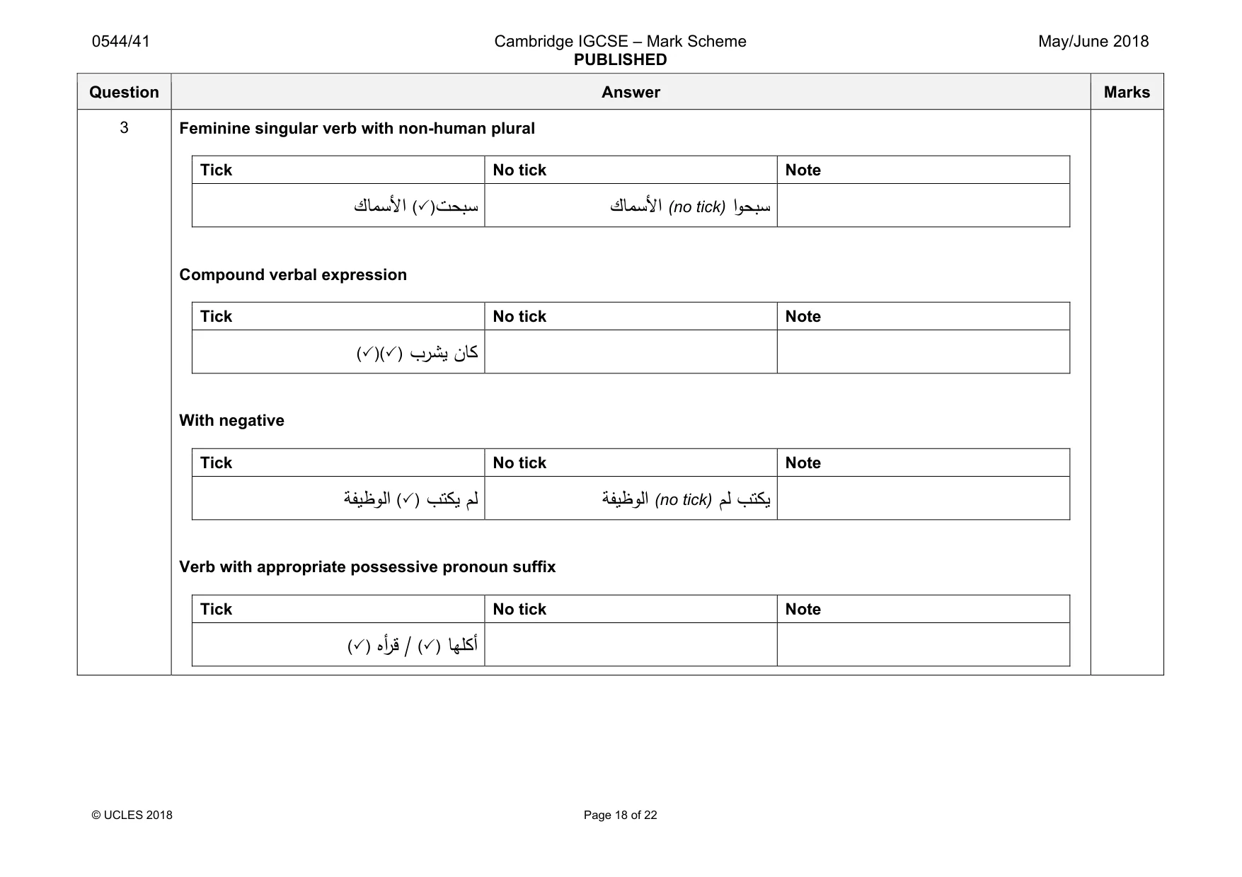 Mark scheme, page 18 of 22
