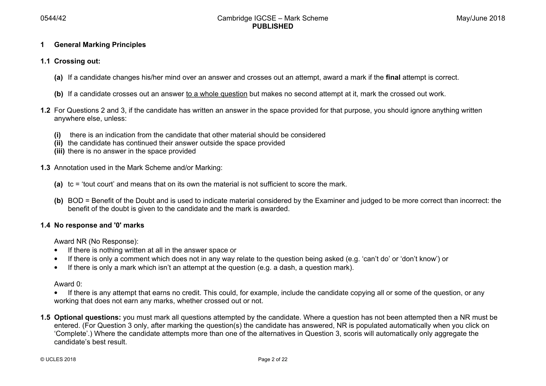 Mark scheme, page 2 of 22