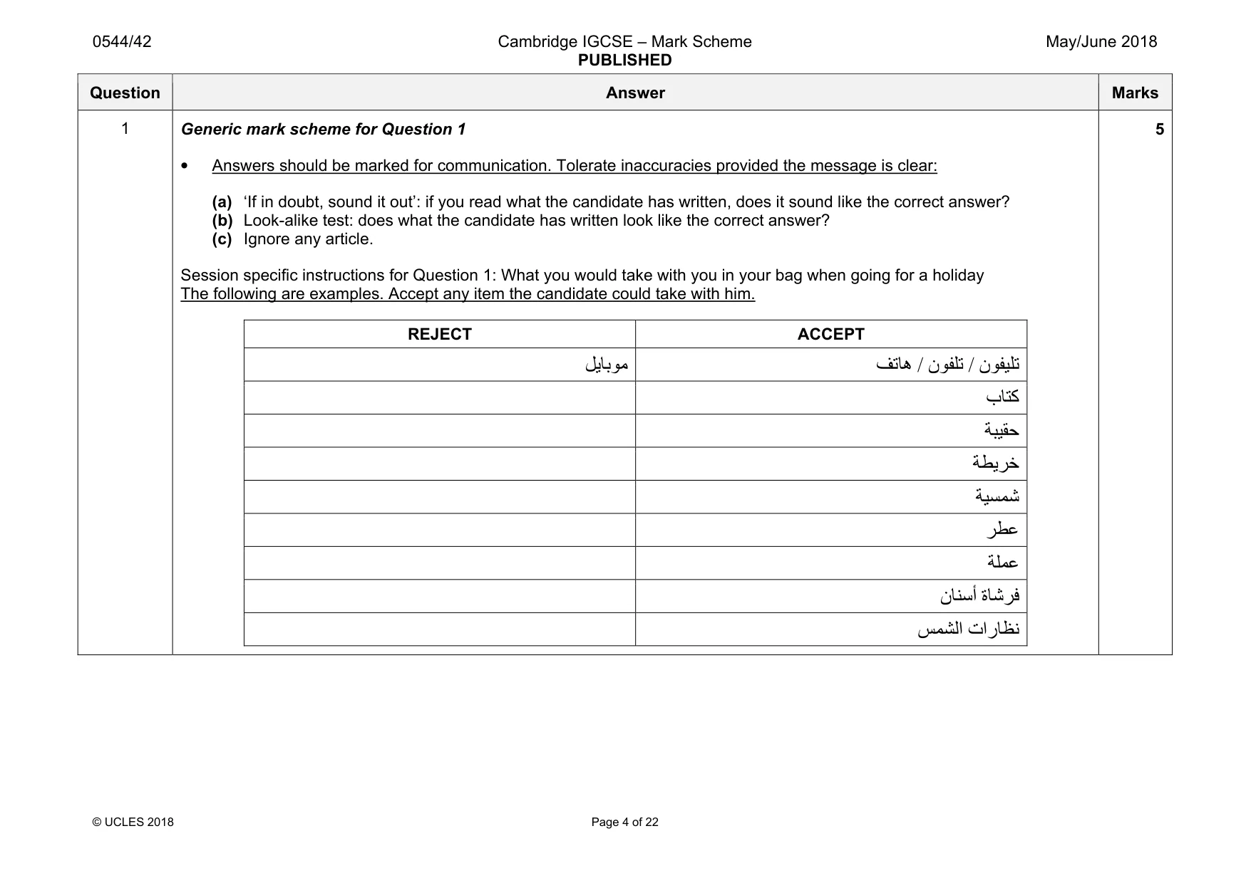 Mark scheme, page 4 of 22