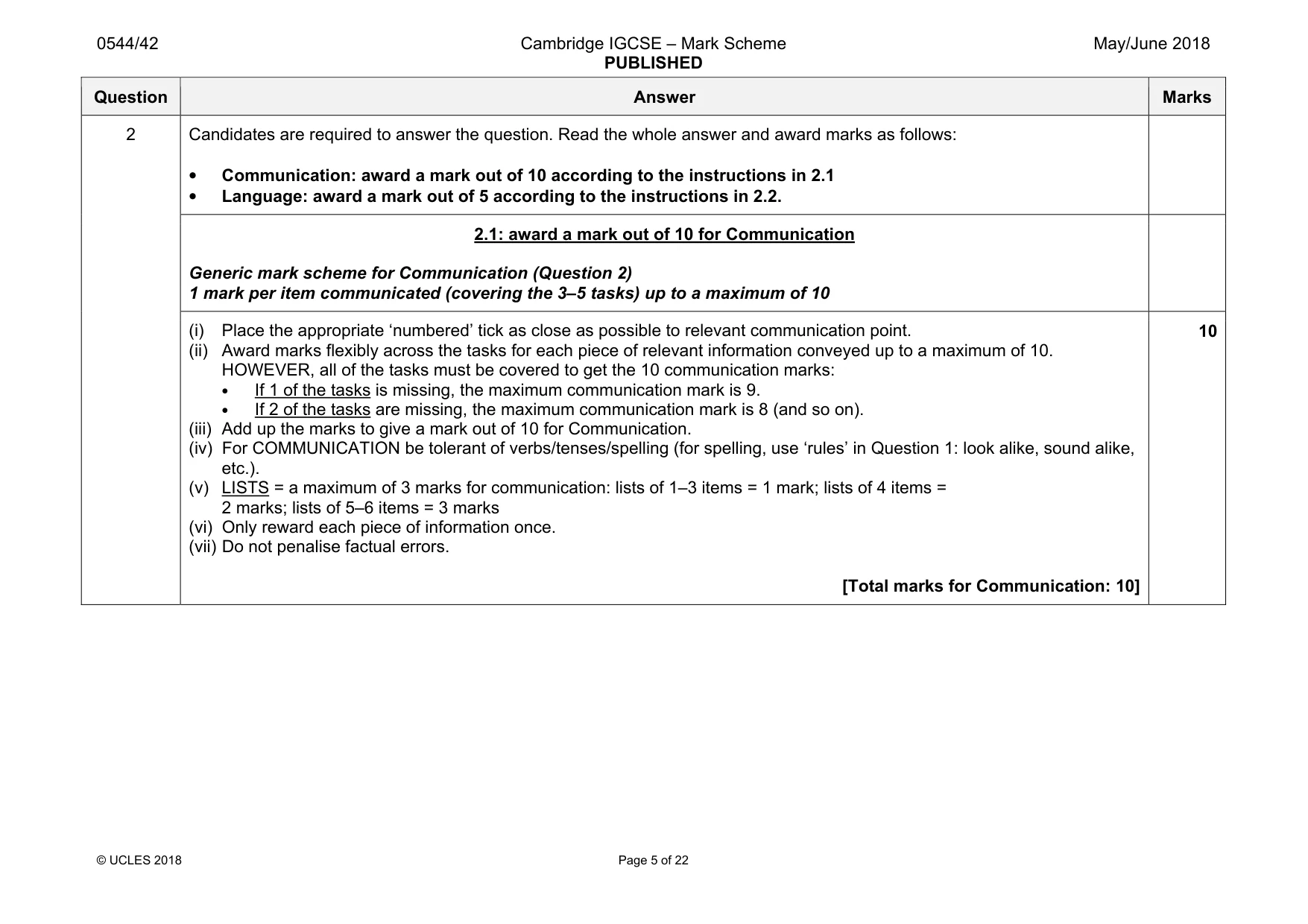 Mark scheme, page 5 of 22