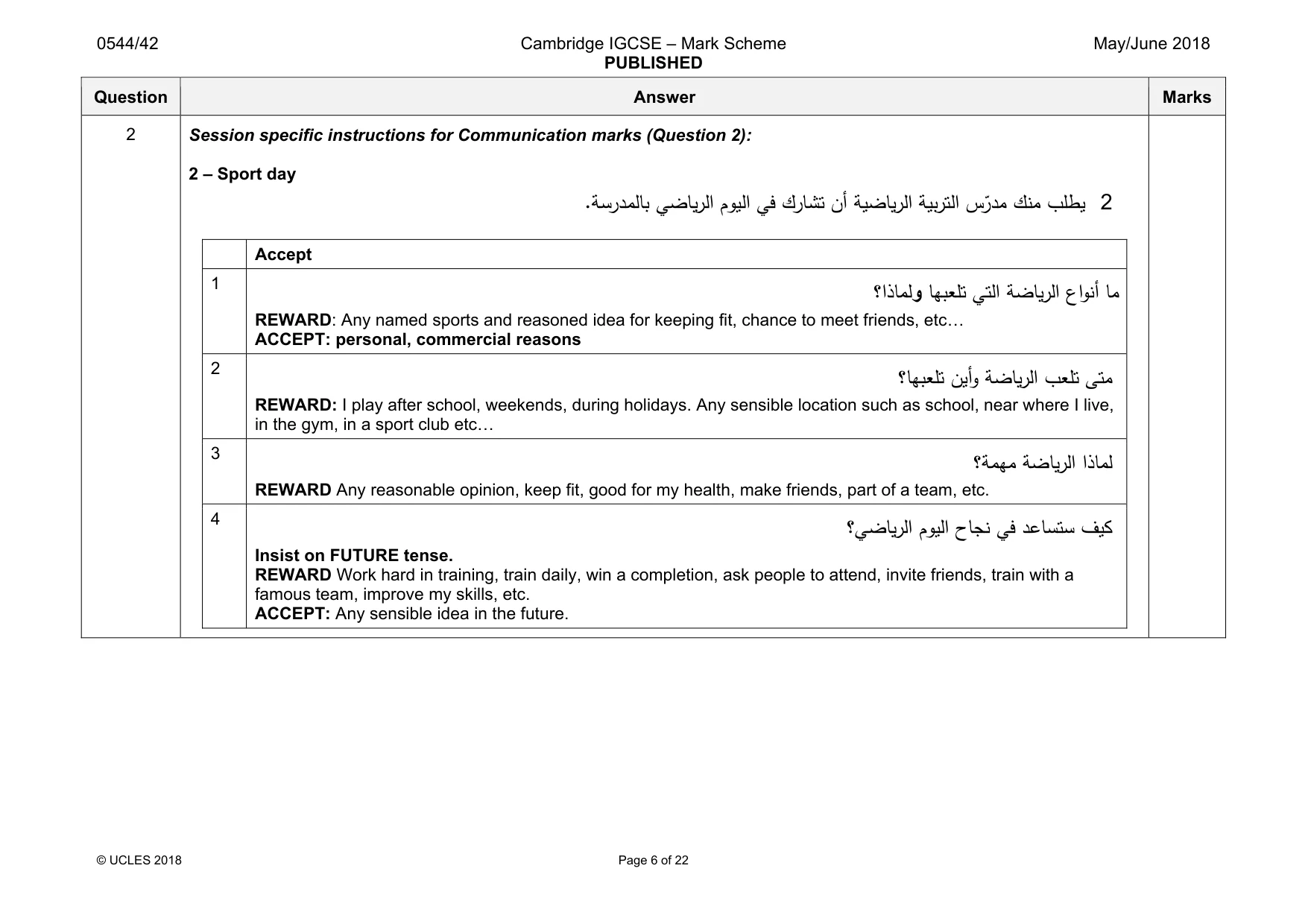 Mark scheme, page 6 of 22