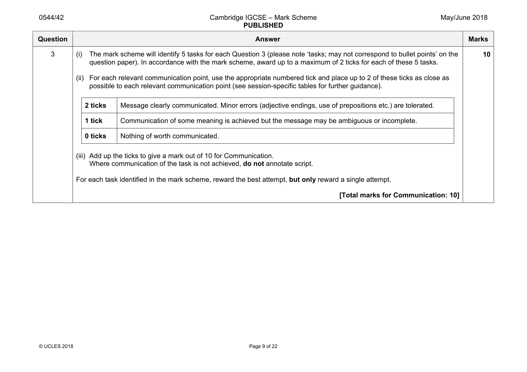 Mark scheme, page 9 of 22