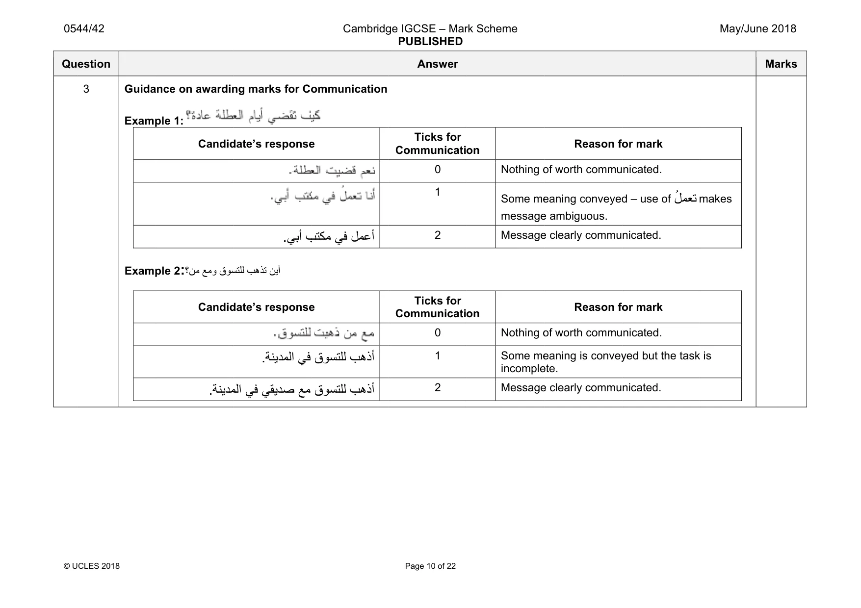 Mark scheme, page 10 of 22