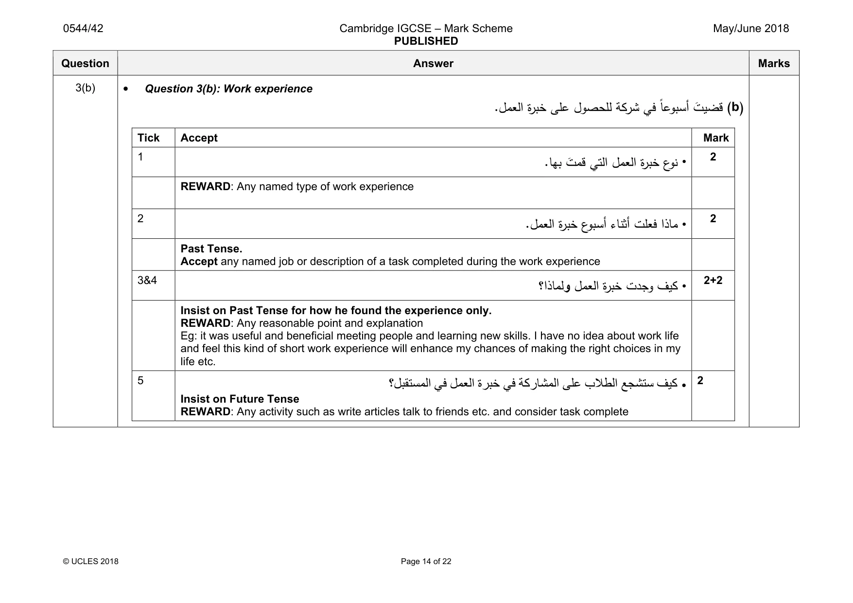 Mark scheme, page 14 of 22