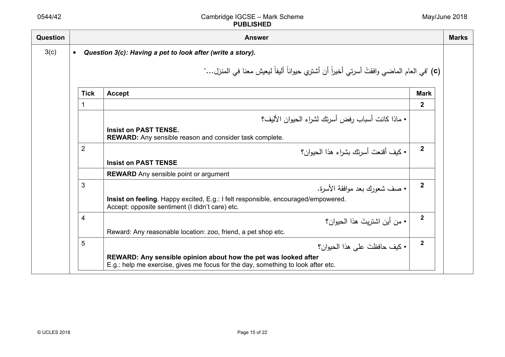 Mark scheme, page 15 of 22