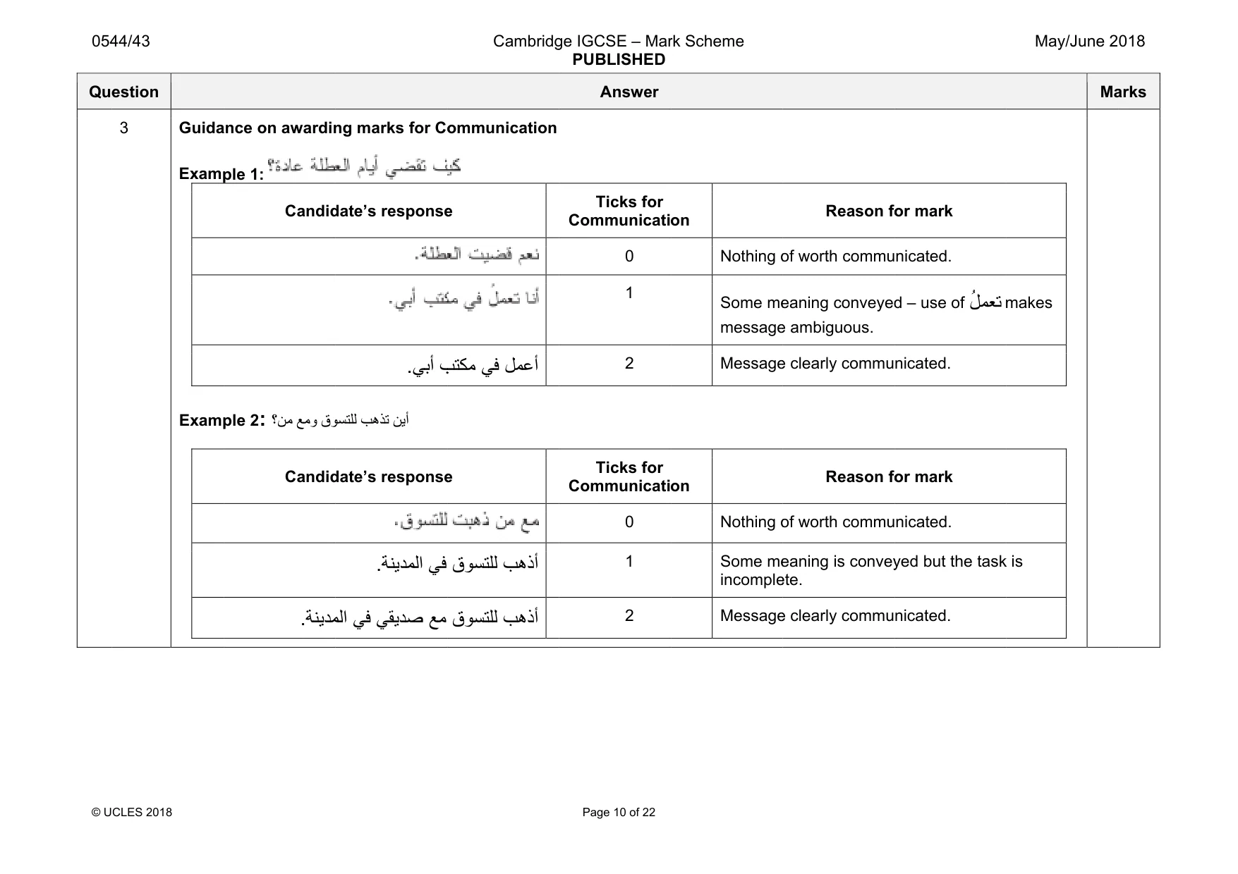 Mark scheme, page 10 of 22