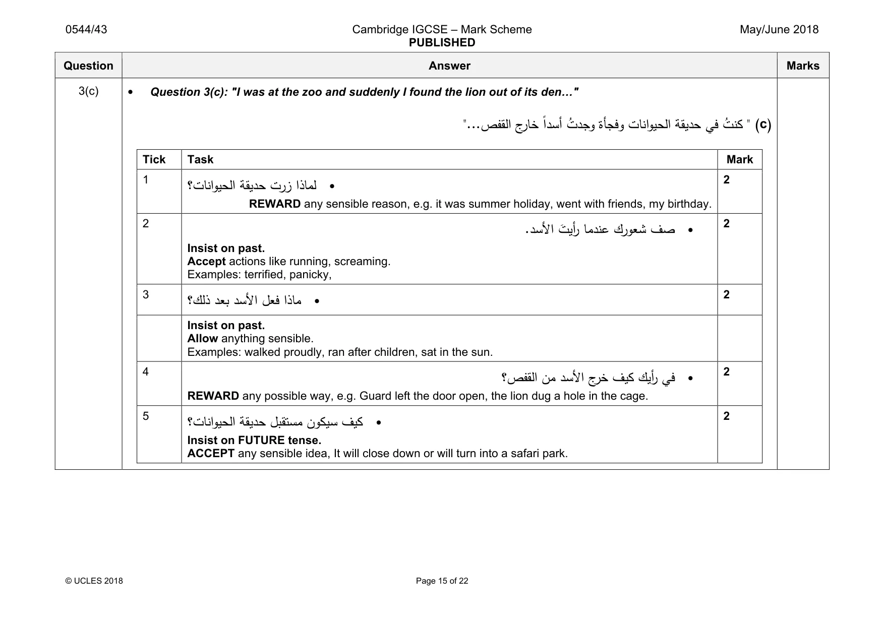 Mark scheme, page 15 of 22