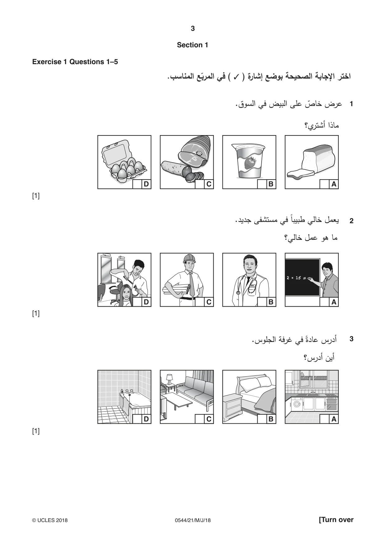 Cambridge IGCSE Arabic - Foreign Language 0544 2018 May/June Paper 2 · Variant 1 question paper, page 3 of 16