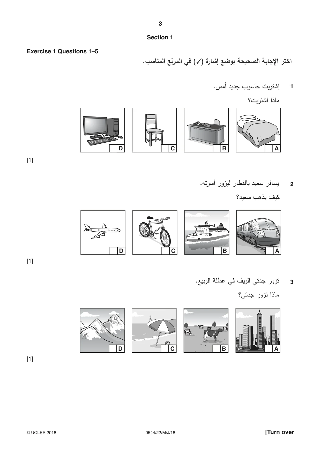 Cambridge IGCSE Arabic - Foreign Language 0544 2018 May/June Paper 2 · Variant 2 question paper, page 3 of 16