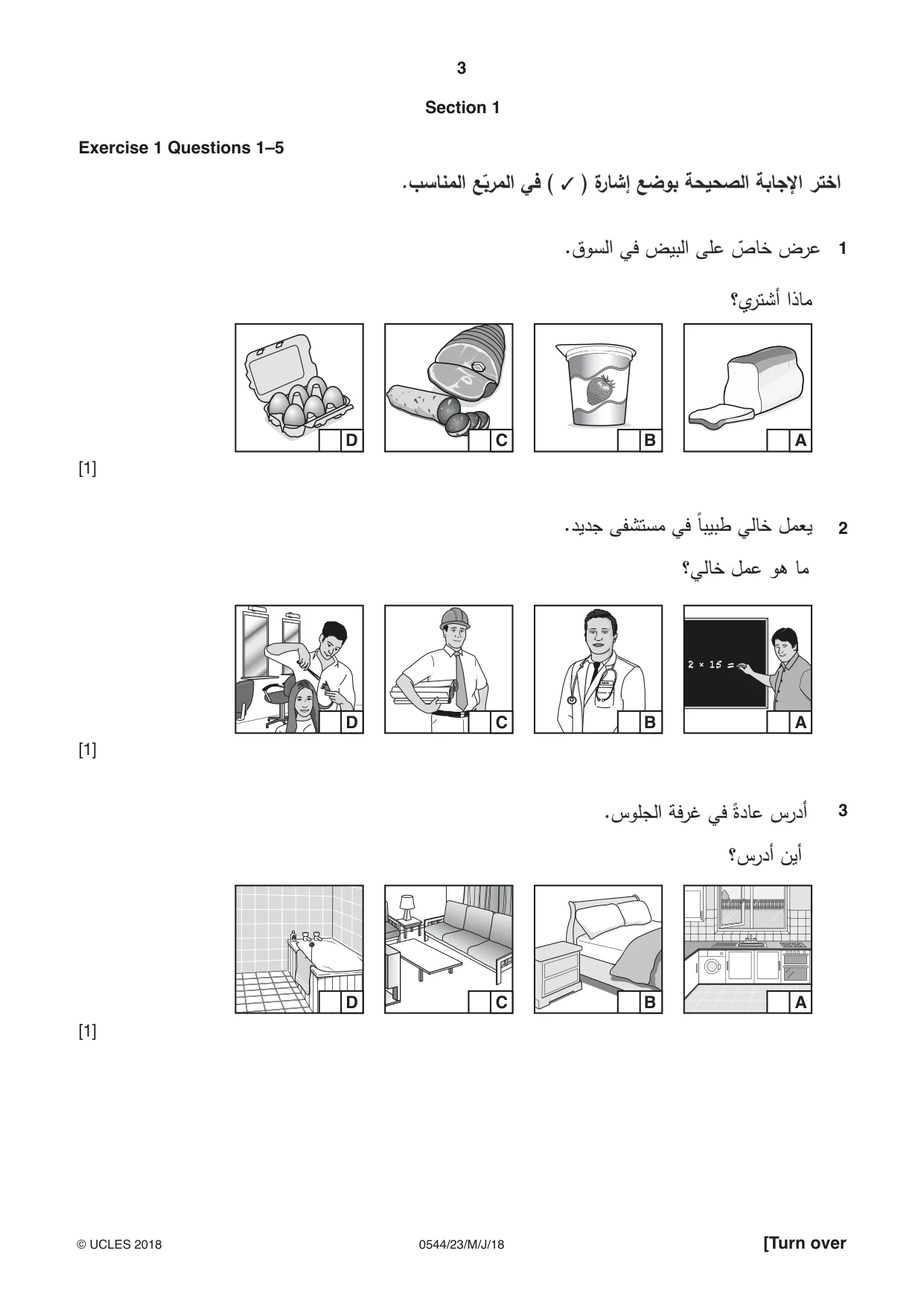 Cambridge IGCSE Arabic - Foreign Language 0544 2018 May/June Paper 2 · Variant 3 question paper, page 3 of 16