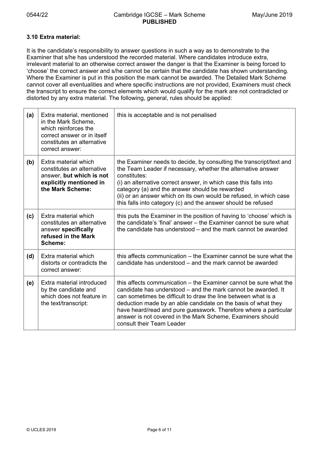 Mark scheme, page 6 of 11