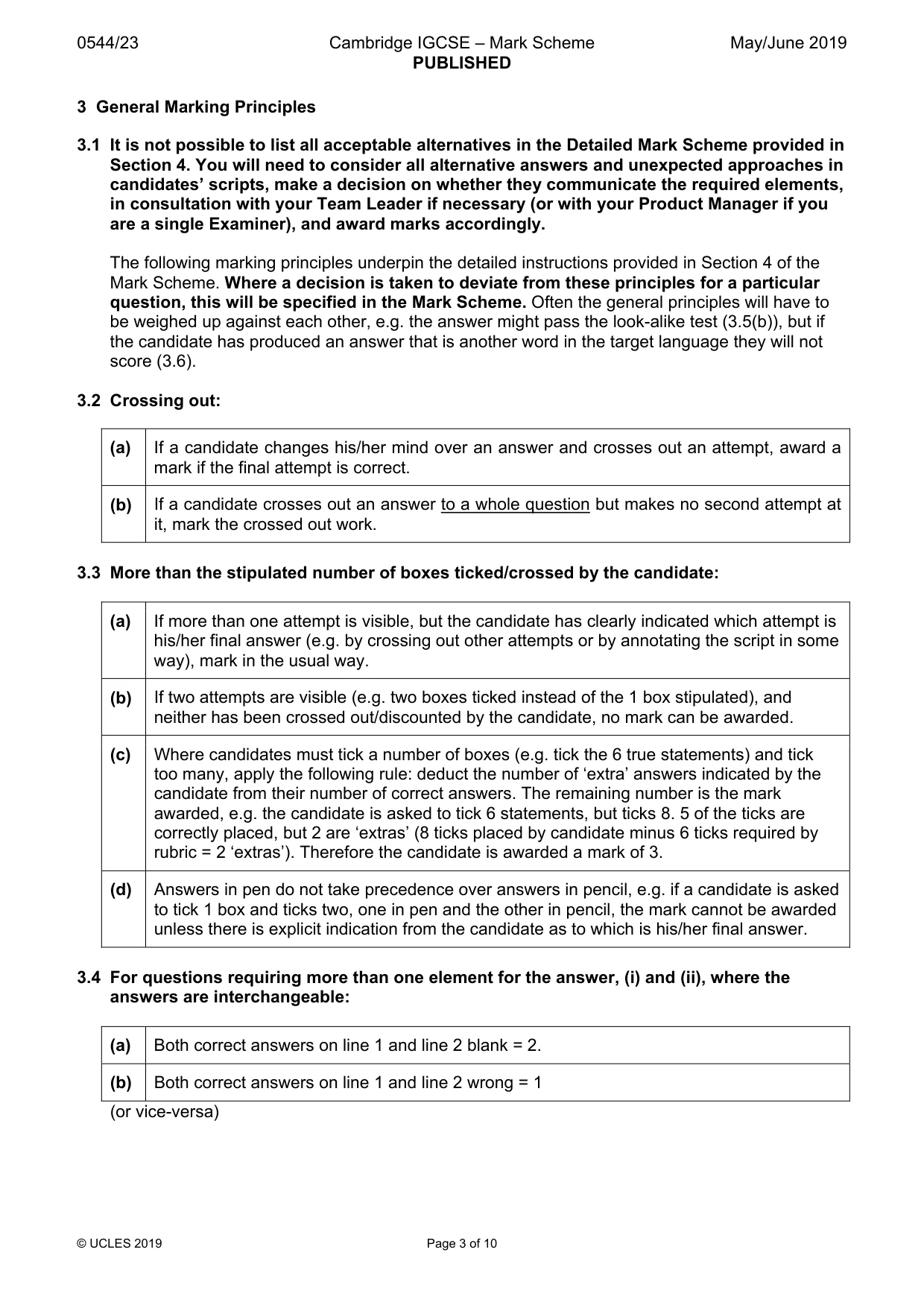 Mark scheme, page 3 of 10