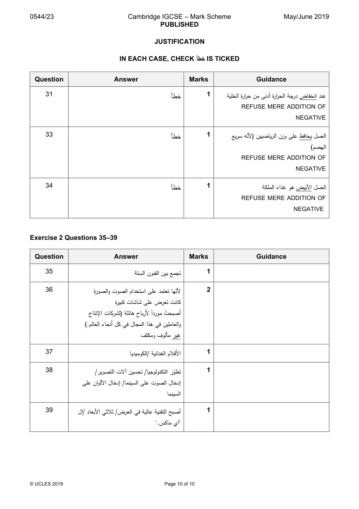 Mark scheme, page 10 of 10
