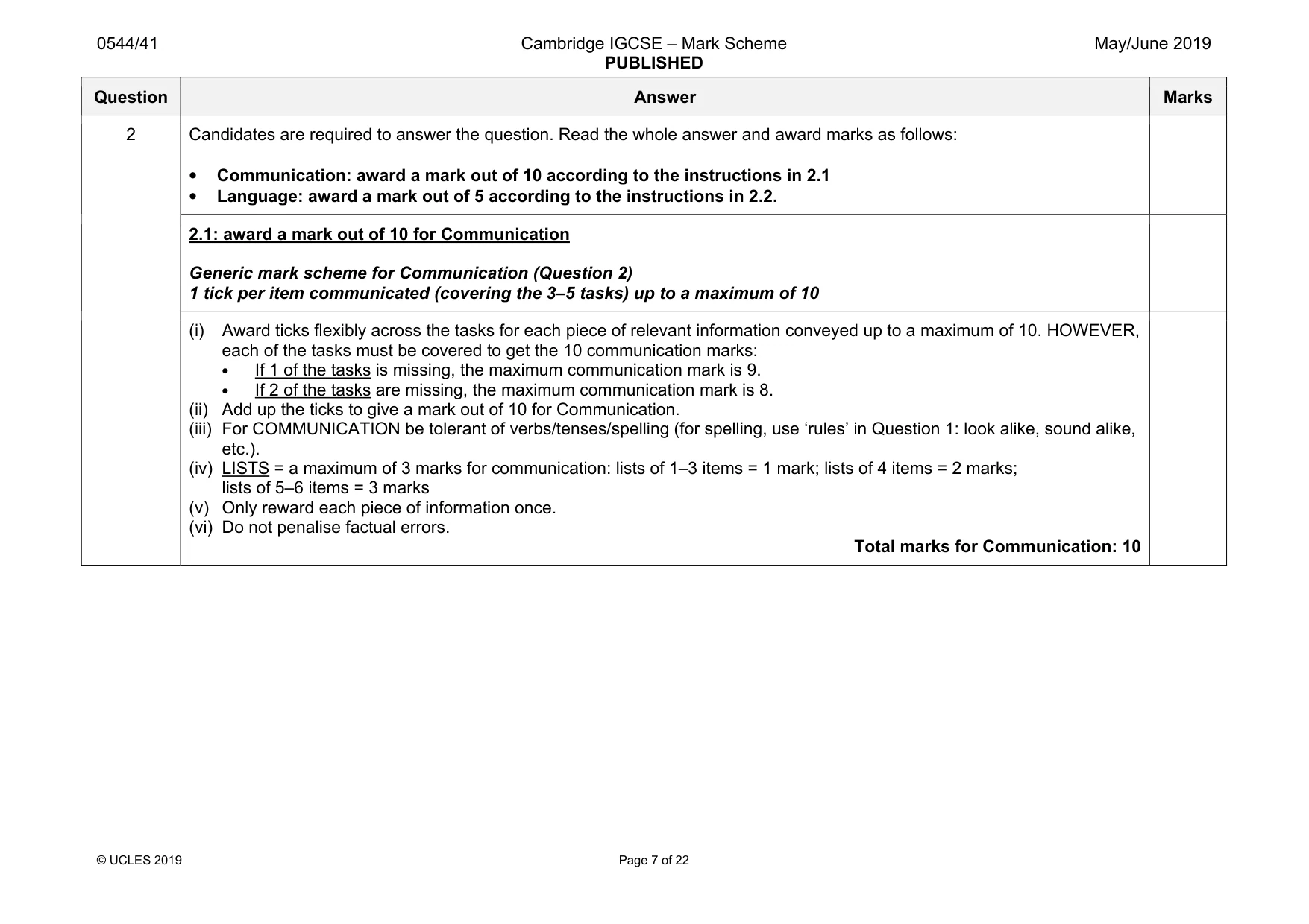 Mark scheme, page 7 of 22