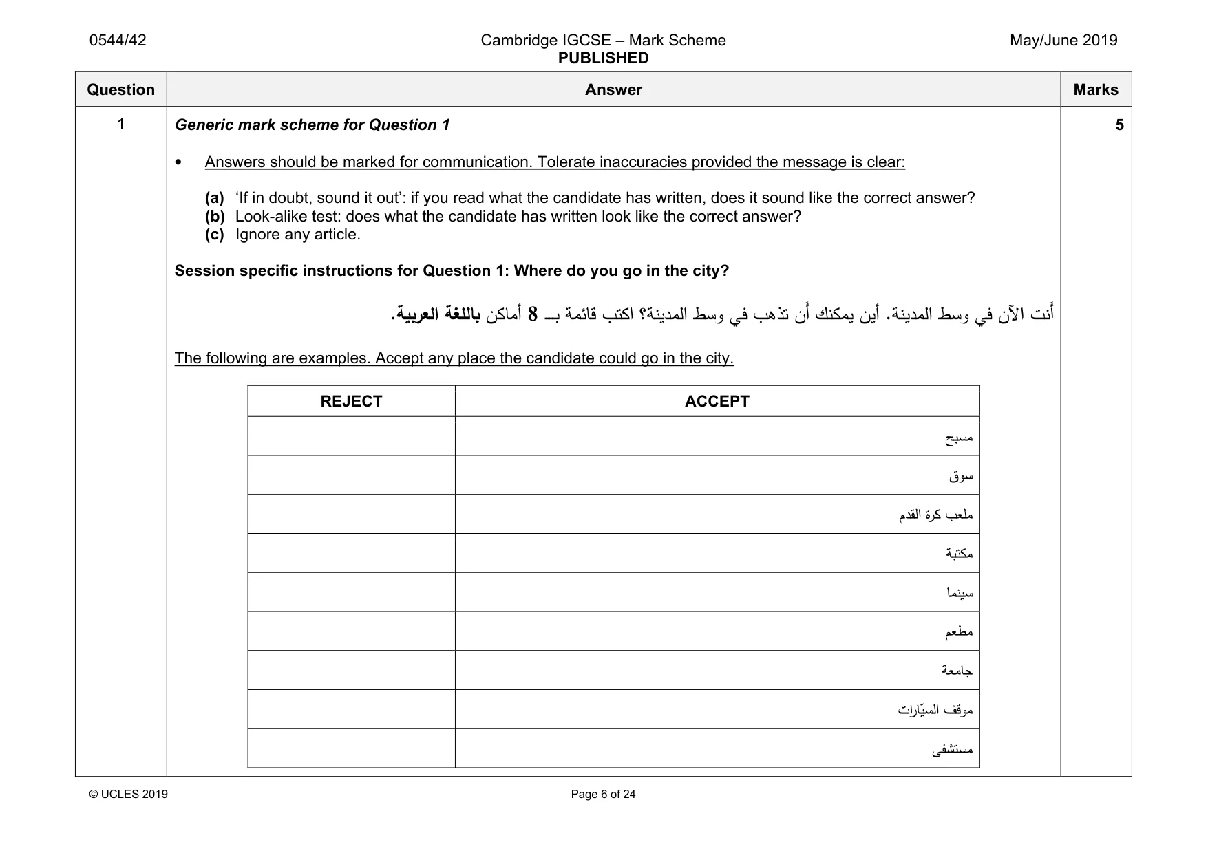 Mark scheme, page 6 of 24