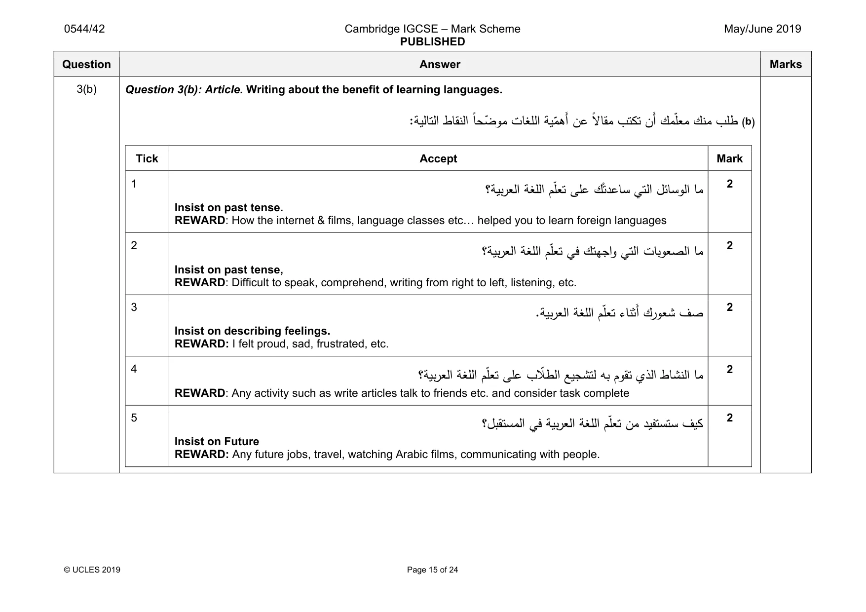 Mark scheme, page 15 of 24