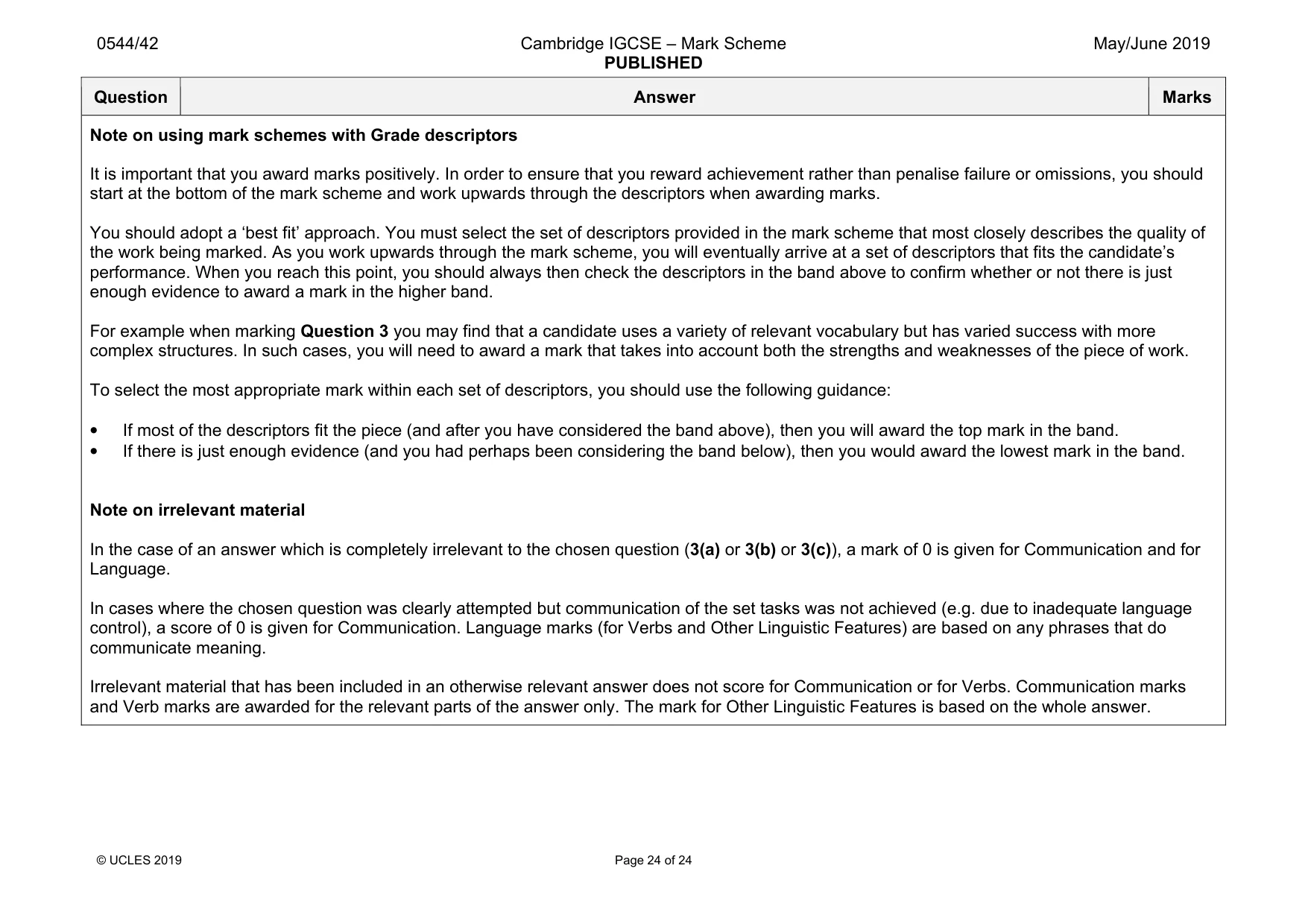 Mark scheme, page 24 of 24