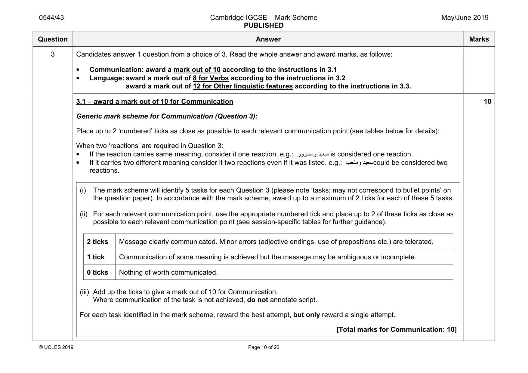 Mark scheme, page 10 of 22