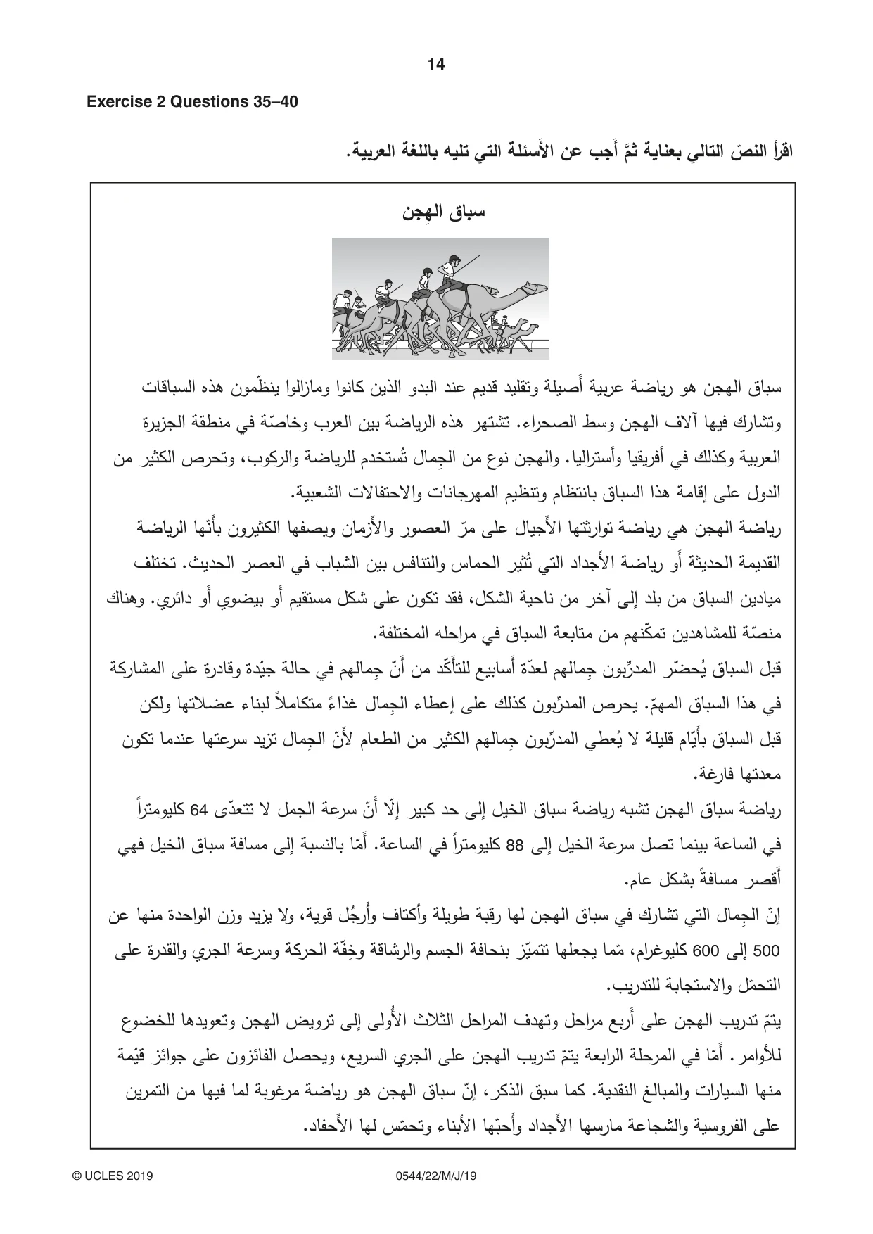 Cambridge IGCSE Arabic - Foreign Language 0544 2019 May/June Paper 2 · Variant 2 question paper, page 14 of 16