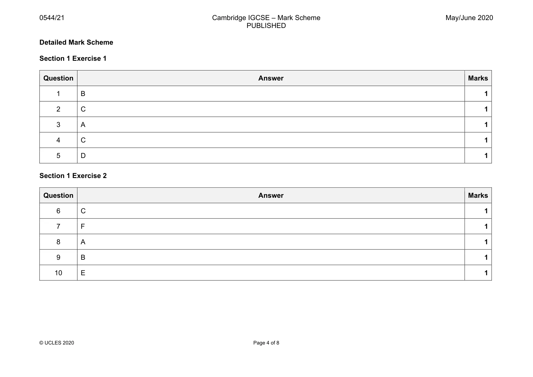 Mark scheme, page 4 of 8