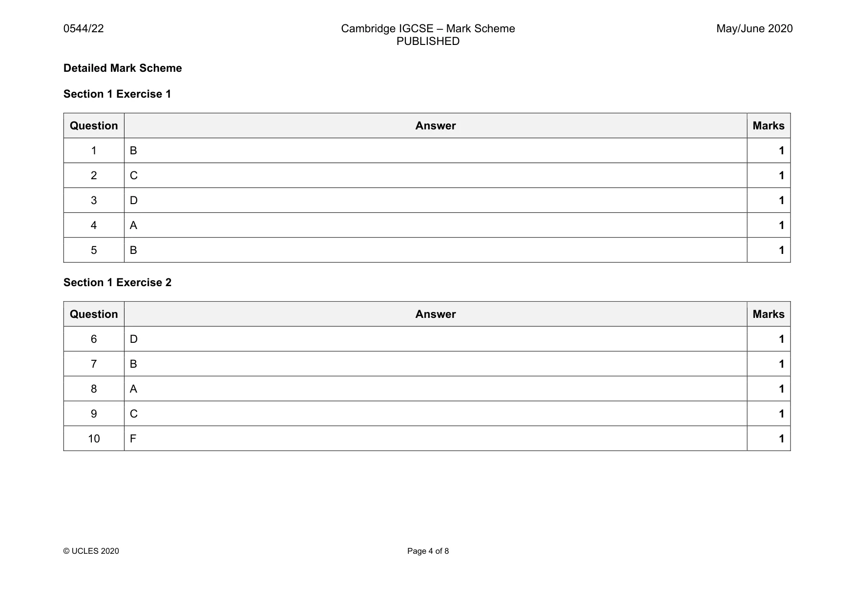 Mark scheme, page 4 of 8