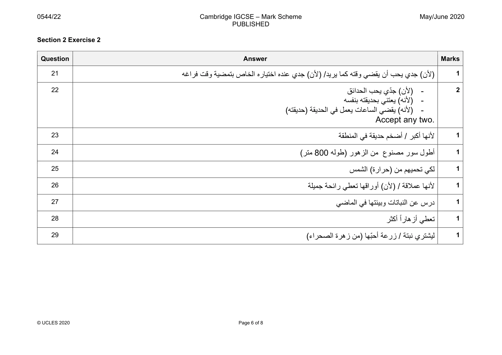 Mark scheme, page 6 of 8