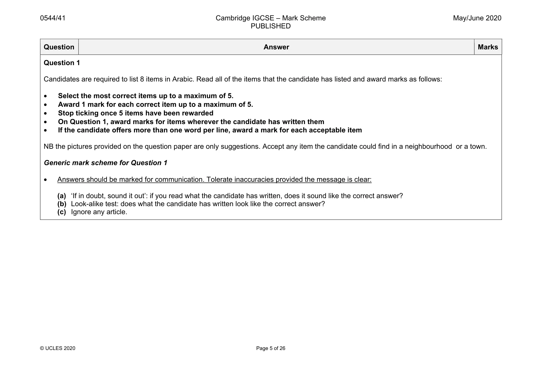 Mark scheme, page 5 of 26