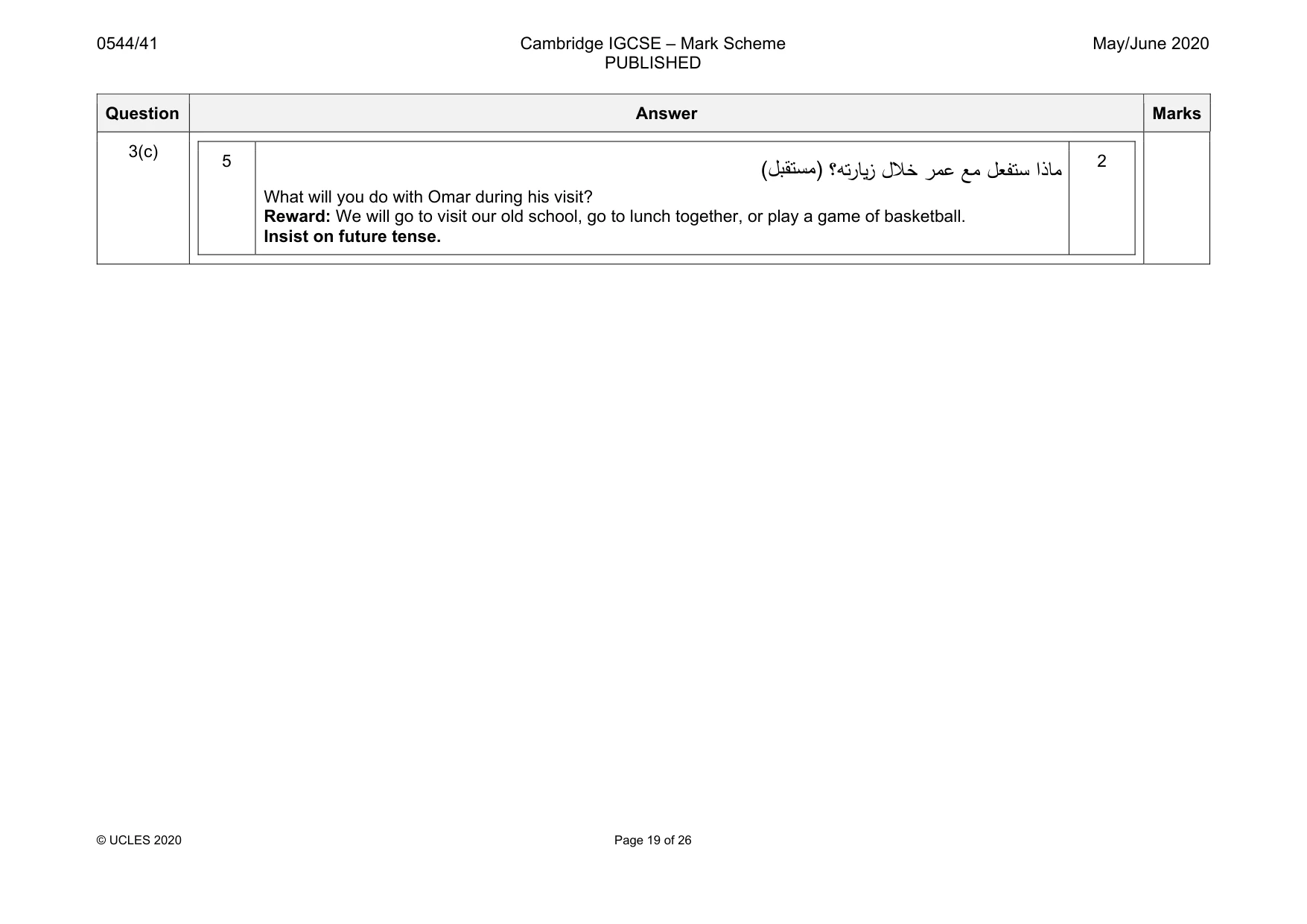 Mark scheme, page 19 of 26