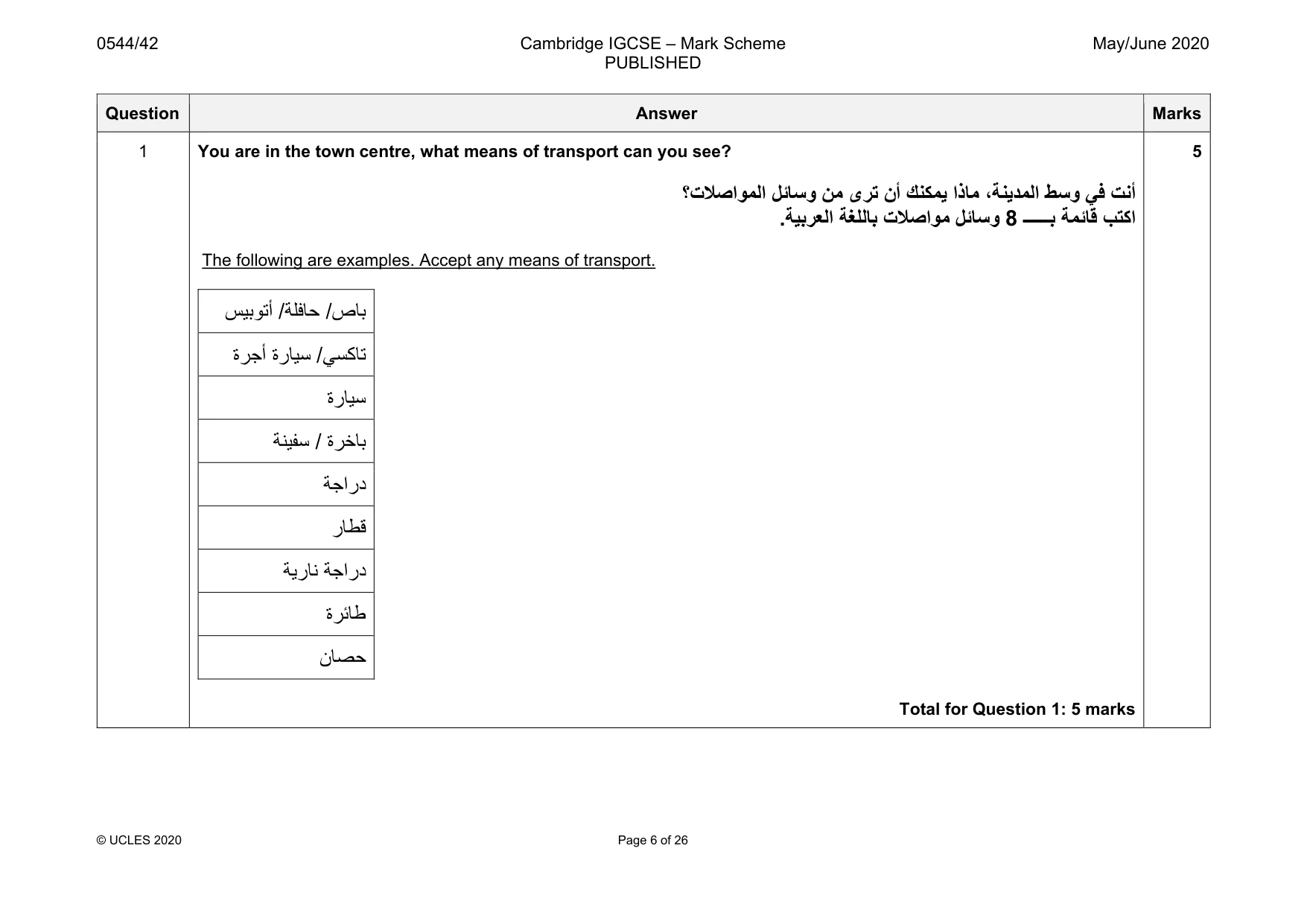 Mark scheme, page 6 of 26