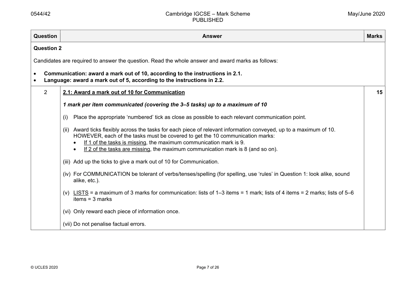 Mark scheme, page 7 of 26