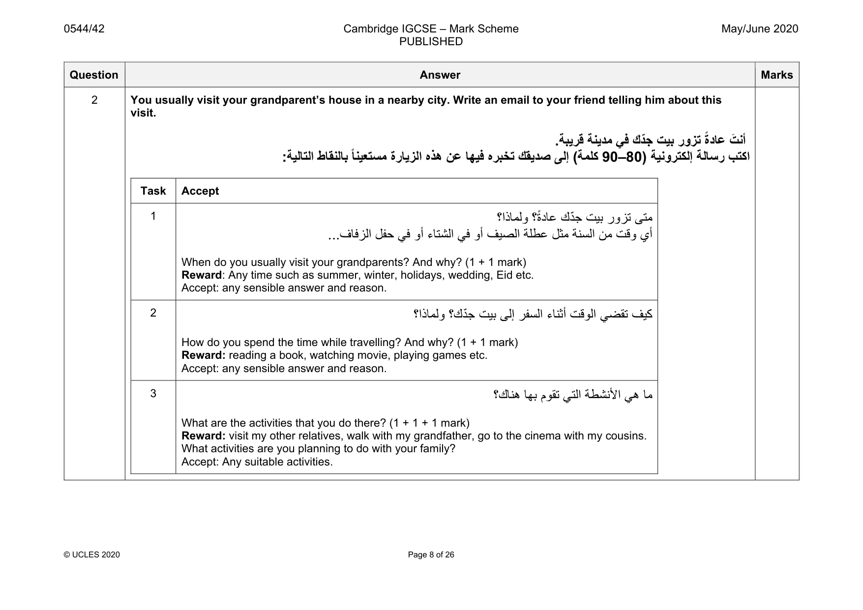 Mark scheme, page 8 of 26