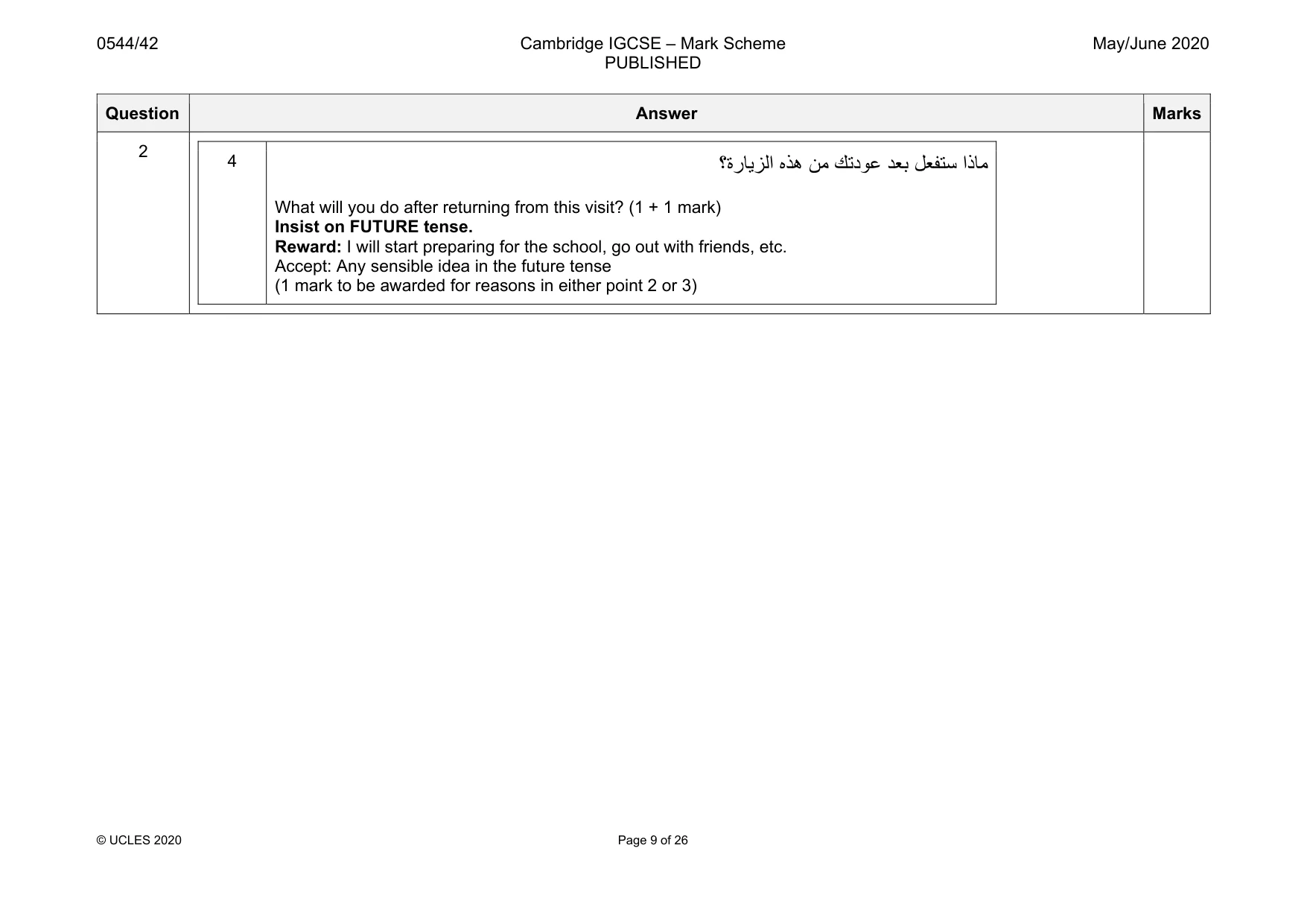 Mark scheme, page 9 of 26