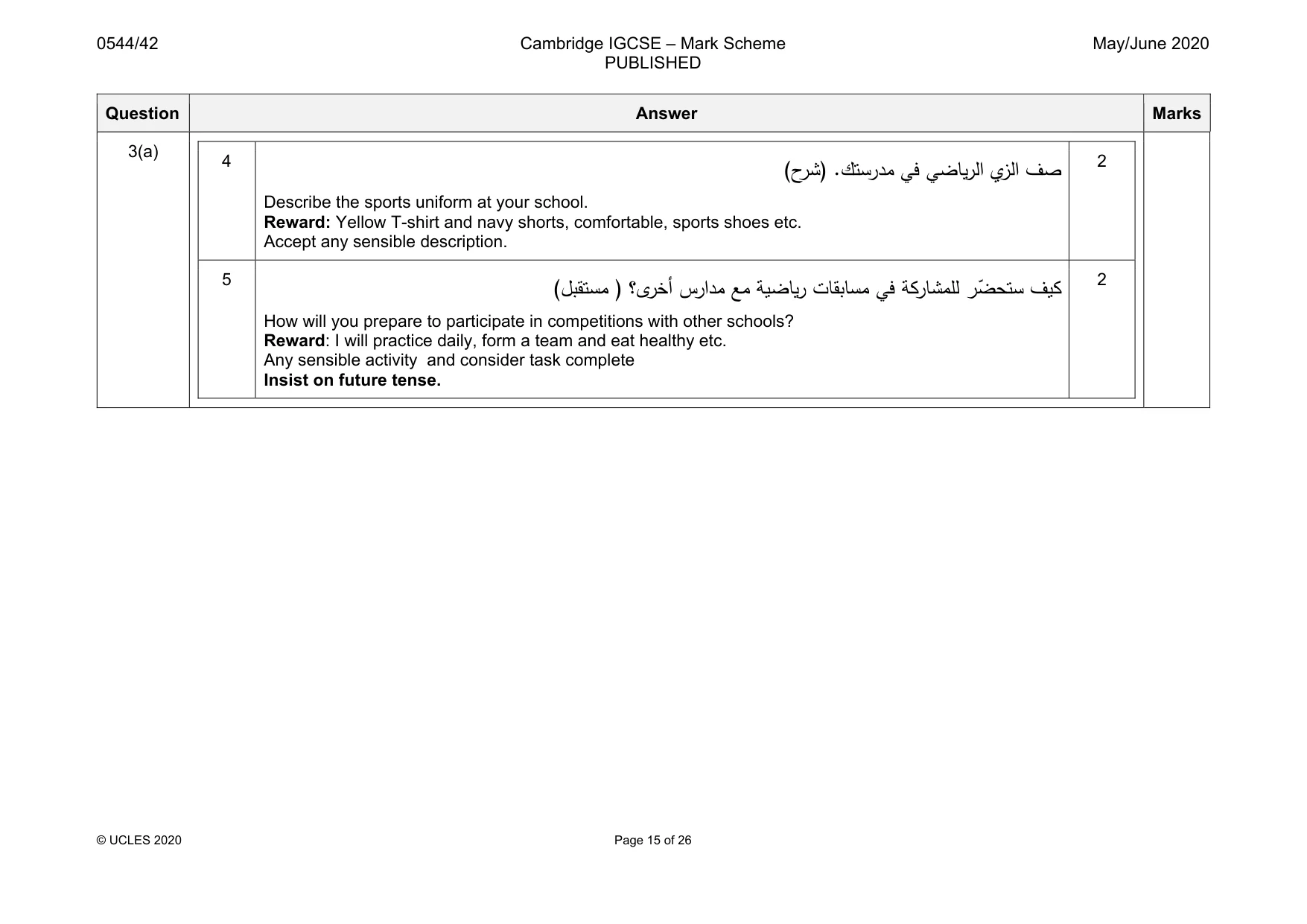 Mark scheme, page 15 of 26