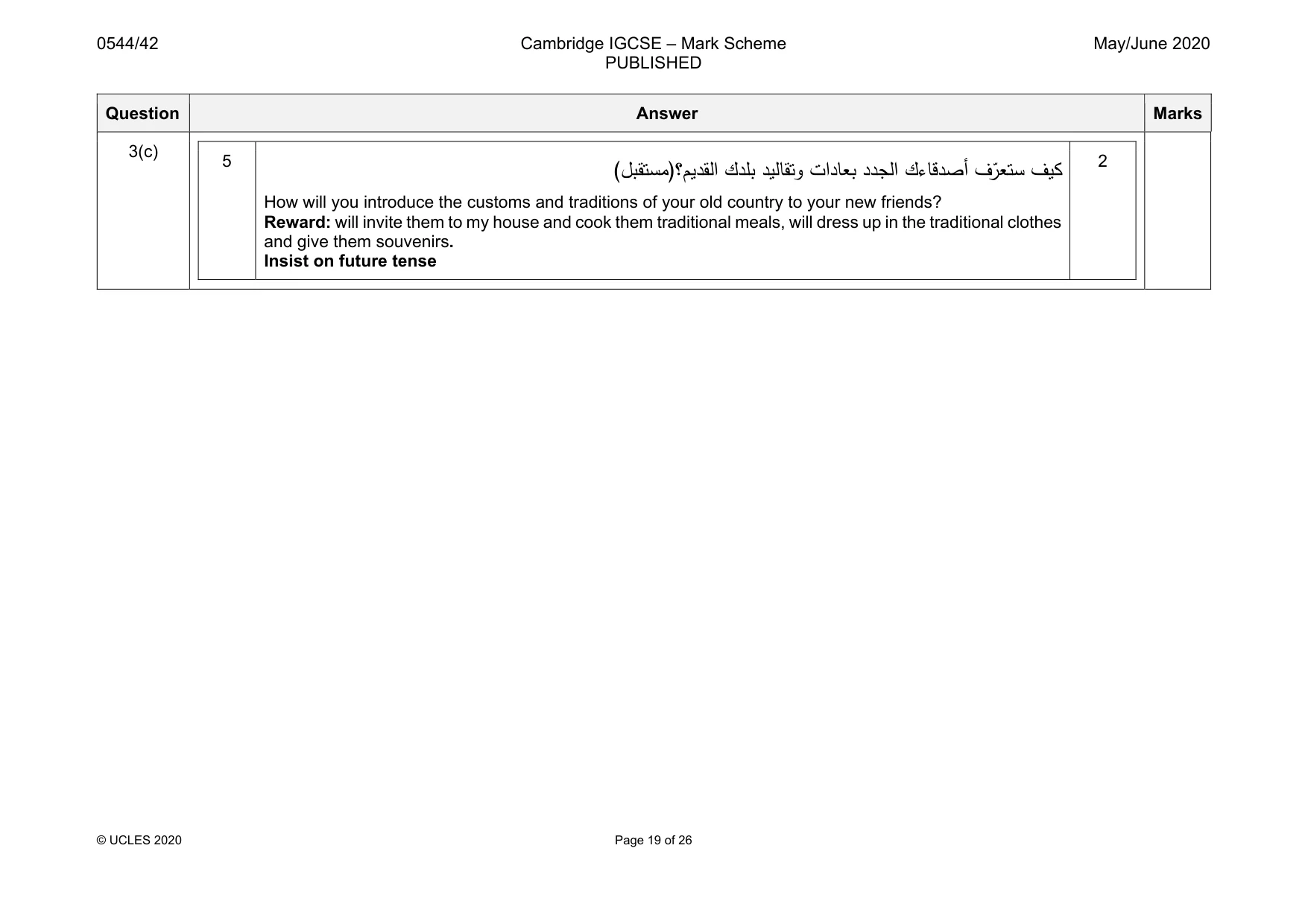 Mark scheme, page 19 of 26