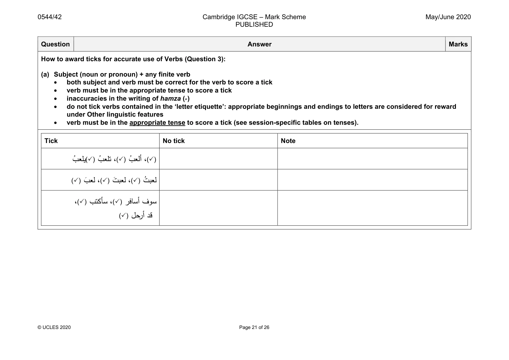 Mark scheme, page 21 of 26