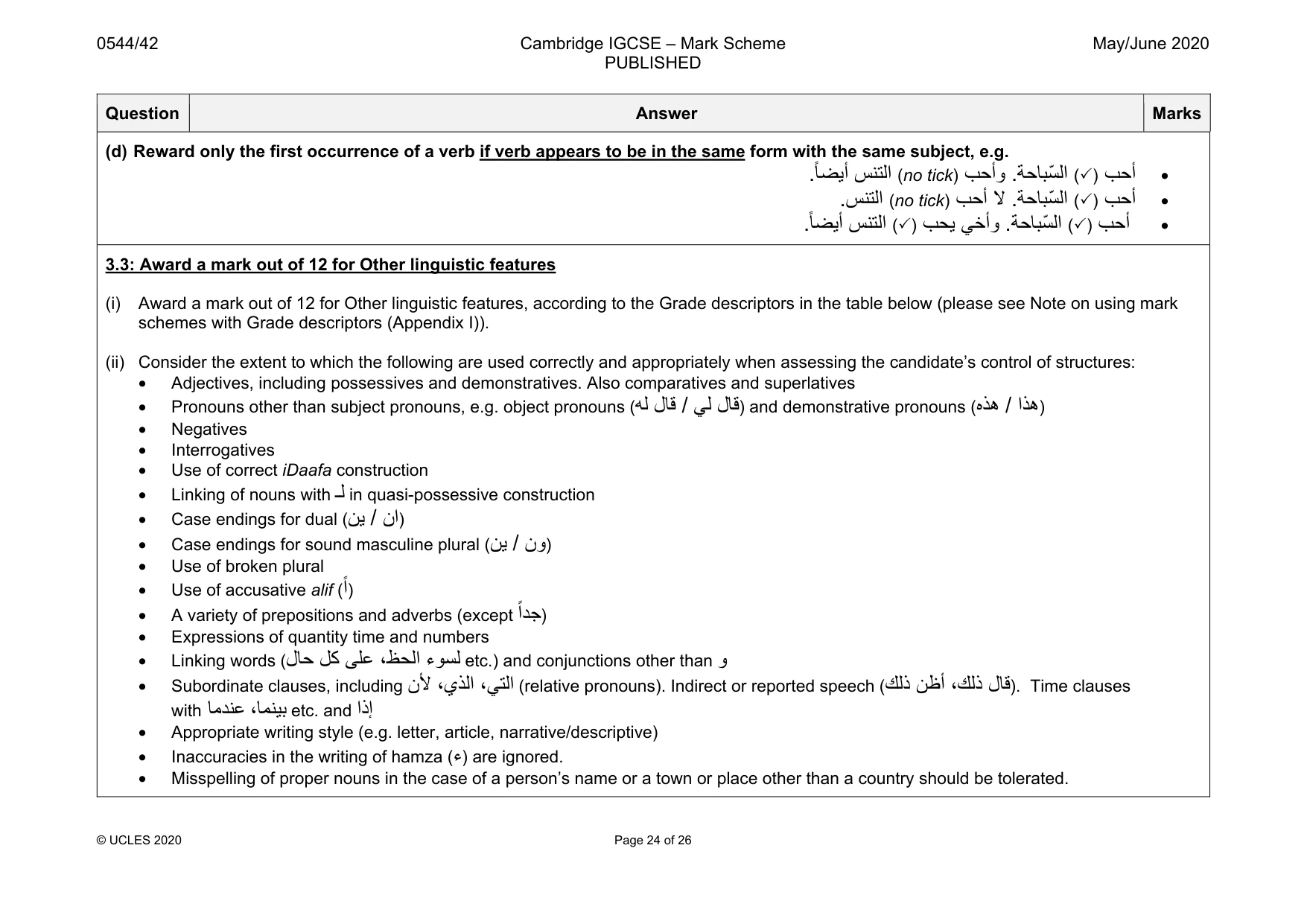 Mark scheme, page 24 of 26
