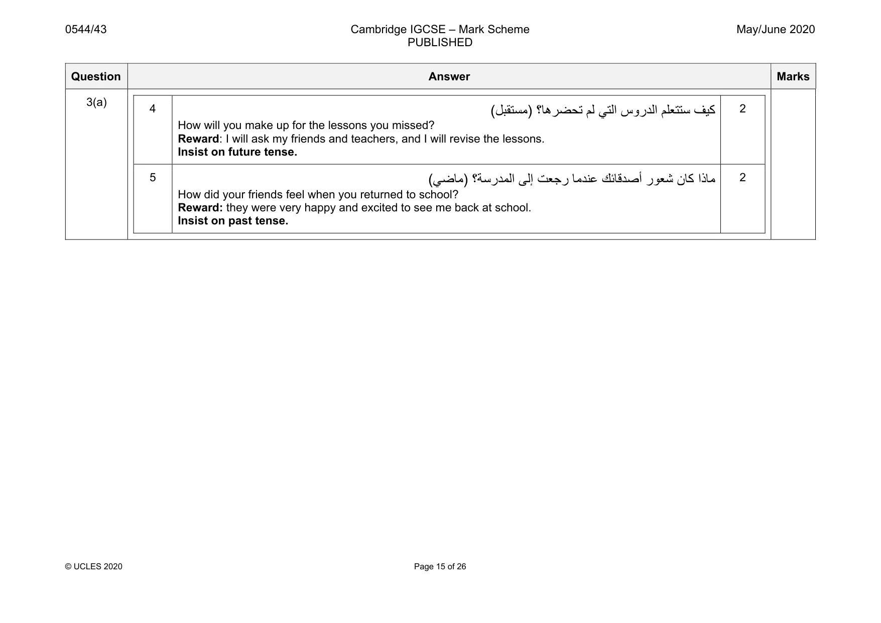 Mark scheme, page 15 of 26