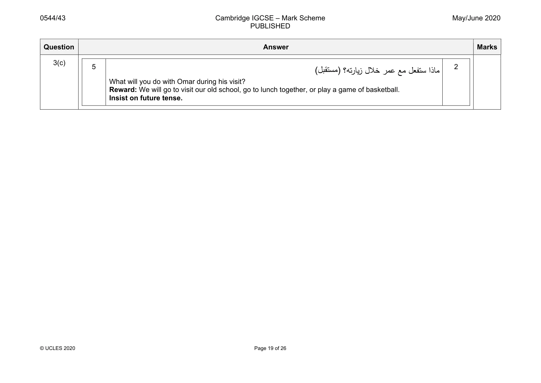 Mark scheme, page 19 of 26