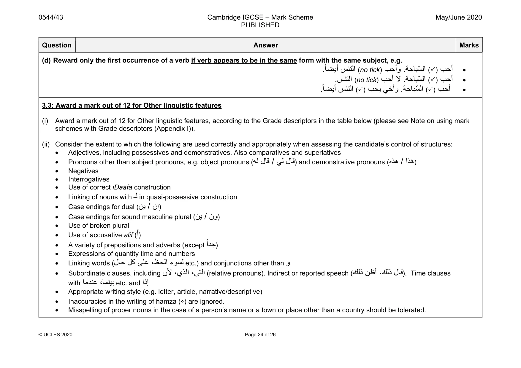 Mark scheme, page 24 of 26