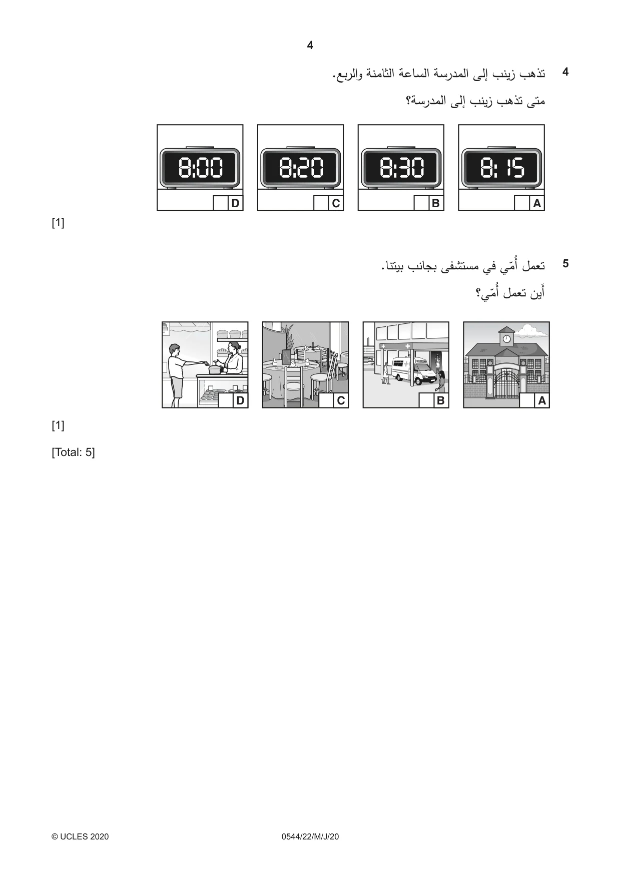 Cambridge IGCSE Arabic - Foreign Language 0544 2020 May/June Paper 2 · Variant 2 question paper, page 4 of 16
