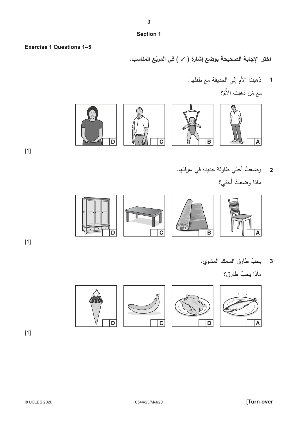 Cambridge IGCSE Arabic - Foreign Language 0544 2020 May/June Paper 2 · Variant 3 question paper, page 3 of 16
